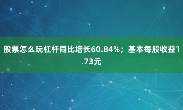 股票怎么玩杠杆同比增长60.84%；基本每股收益1.73元