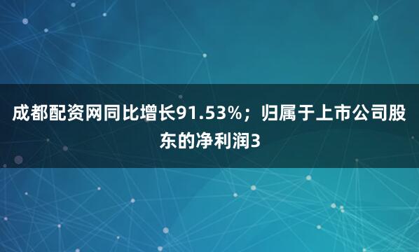 成都配资网同比增长91.53%；归属于上市公司股东的净利润3